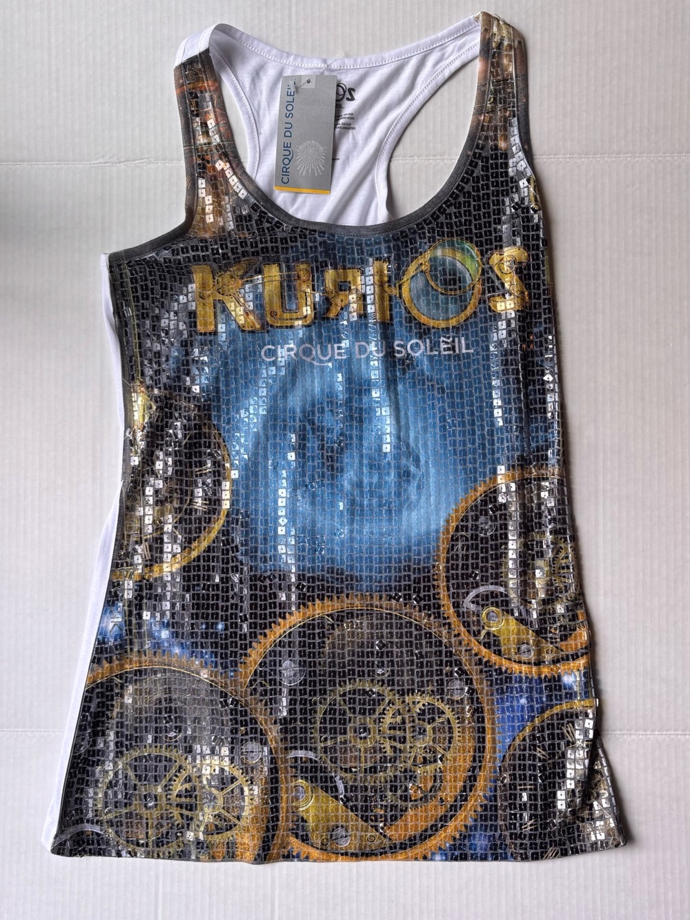 NWT KURIOS cirque de soleil rare merch tank top sequin celestial steampunk disco